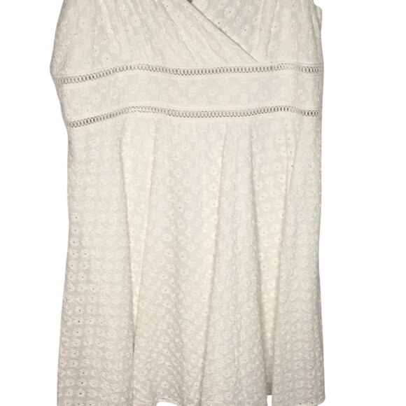 Trixxi Dress Womens XL Eyelet Sleeveless Lined Summer Boho Floral Zip Back - Picture 12 of 15